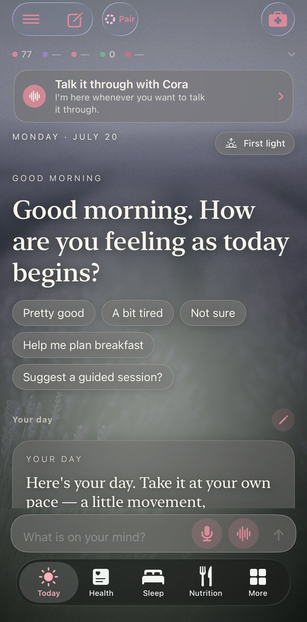 Today: a check-in with Cora